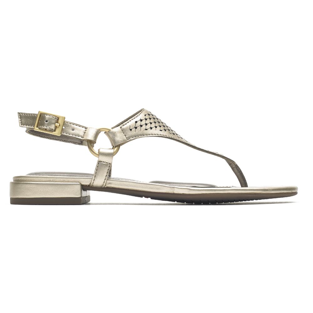 Rockport Women's Total Motion Zosia Thong Sandals - Gold - USA (0685HPVEF)